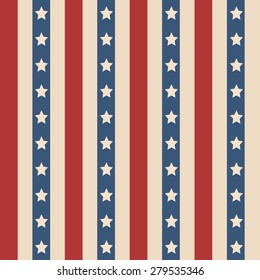 American patriotic stars and stripes seamless pattern in vintage colors. Independence day vector background.