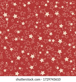 American patriotic stars textured seamless pattern in vintage colors. Independence day vector background.