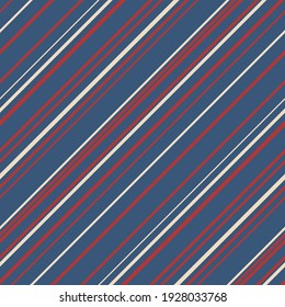 American patriotic stripes seamless pattern in vintage red and blue colors.