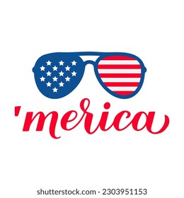 American patriotic sunglass. 4th of July design. USA Independence Day of America. Vector template for logo design, greeting card, banner, flyer, sticker, postcard, etc. 