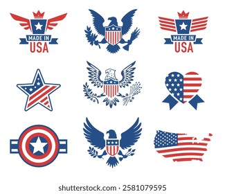 American Patriotic Symbols. Eagles, Flags, and Stars of the USA