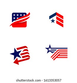 American Patriotic Symbols Set For Design And Decorate Or Logo Template