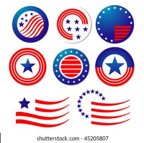 American Patriotic Symbols Set For Design And Decorate Or Logo Template. Jpeg Version Is Also Available