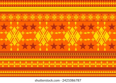 Amerikanische Muster native schwarz traditionellen sarong Muster Abstrakte Geometrische Dreiecksketten aufgereiht am unteren orangefarbenen braunen gelben Design für Textilien Druckmuster Teppiche