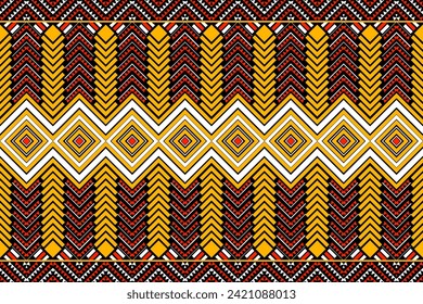 American pattern native pattern black traditional sarong pattern Abstract Geometric Triangular squares lined up at the bottom yellow orange black white Design for textile print fabric pattern carpet