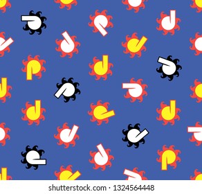 american pattern with tobacco pipe and sun on blue background
