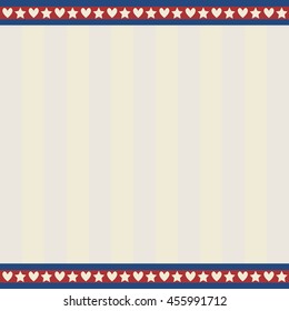 American  patterns with star, strip, flag and heart