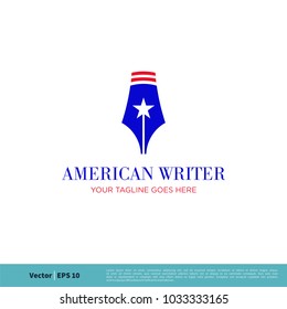 American Pen Icon Vector Logo Template Illustration Design. Vector EPS 10.