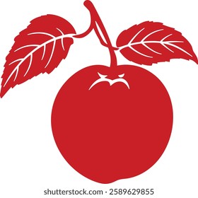 American Persimmon Red Silhouette Vector Illustration – Fruit Outline for Design
