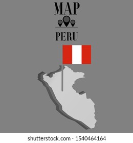 American Peru, Lima outline world map silhouette vector illustration, creative design background, national country flag, objects, element, symbols from countries all continents set. 