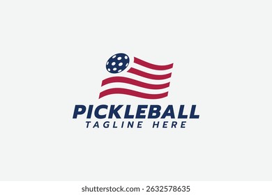 American pickleball logo with a combination of a pickleball ball and an American flag. It's great for clubs, teams, t-shirts, championships, etc.