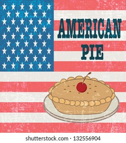 american pie in front of american flag,vintage poster vector