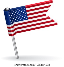 American pin icon flag. Vector illustration Eps 8.