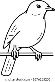 American pipit bird. Vector outline icon.