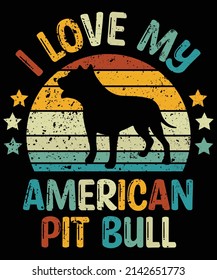 American Pit Bull silhouette vintage and retro t-shirt design