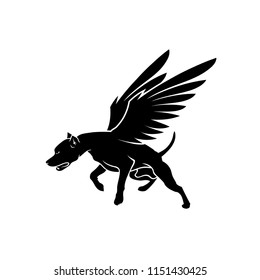 American Pit Bull Terrier dog with wings - isolated vector illustration