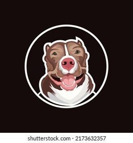 American Pit Bull Terrier dog. dog face vector mascot. Head of American Bully Aggressive Pit Bull Dog Vector