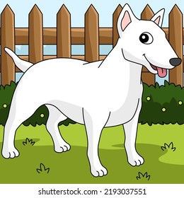  American Pit Bull Terrier Dog Colored Cartoon