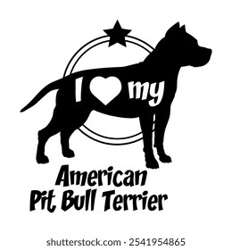  American Pit Bull Terrier. dog silhouette, i love my dog,  dog, dog breeds, logo, vector, silhouette, animal, illustration, icon, sign, black, pet,