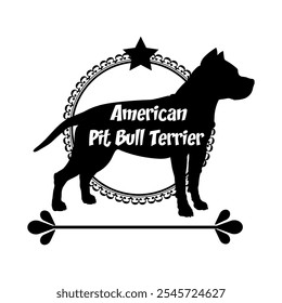 American Pit Bull Terrier dog silhouette, dog, dog breeds,  vector, silhouette, logo design, animal, illustration, icon, sign, black, pet