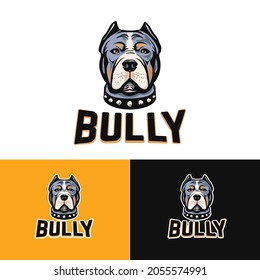 american pit bull terrier head drawing as logo or powerful dog symbol, vector illustration