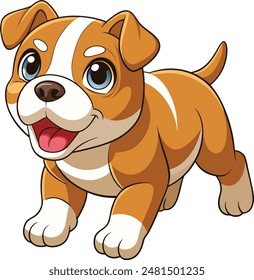 American Pit Bull Terrier vector illustration white background in cartoon style.
