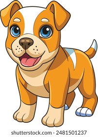 American Pit Bull Terrier vector illustration white background in cartoon style.