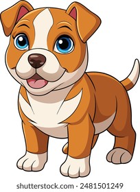 American Pit Bull Terrier vector illustration white background in cartoon style.