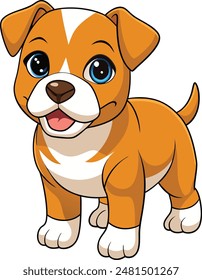 American Pit Bull Terrier vector illustration white background in cartoon style.