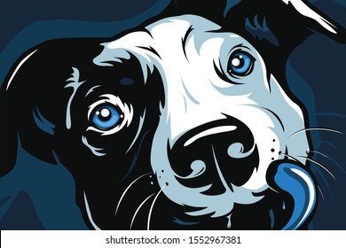 American Pitbull dog face. Vector cute portrait. Fully editable EPS file 