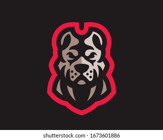 American pitbull modern logo. Dog design emblem template for a sport and eSport team.