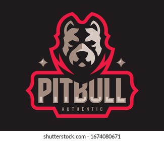 Logo moderno estilo pitbull americano. Plantilla de emblema de diseño de perro para un equipo deportivo y deportivo.