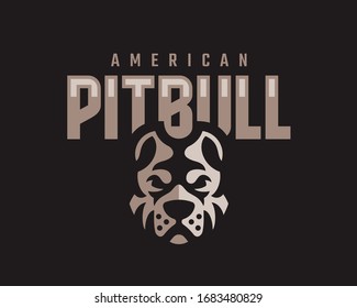 American pitbull modern logo. Dog emblem design editable for your business. Vector illustration.