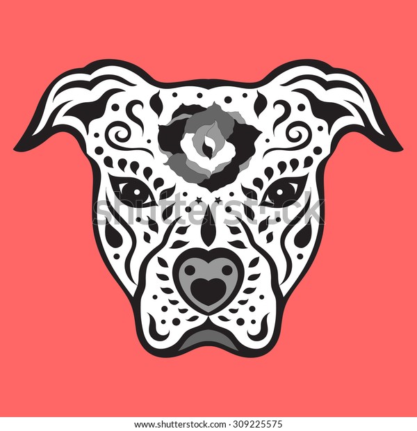アメリカのピットブルテリア ピットブルシュガーの頭蓋骨 かわいい犬 死んだ日 ベクターイラストデザイン のベクター画像素材 ロイヤリティフリー