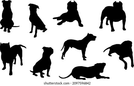 American Pitt Bull Terrier Silhouette Dog Bundle