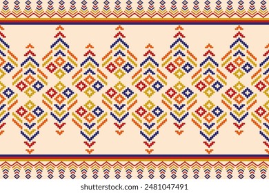 American pixel art vector Fabric Morocco, geometric ethnic pattern seamless,Pixel pattern art wallpaper Background, Design for fabric, curtain, carpet ,geometry seamless pattern art illustration