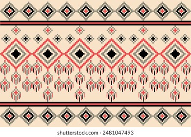 American pixel art vector Fabric Morocco, geometric ethnic pattern seamless,Pixel pattern art wallpaper Background, Design for fabric, curtain, carpet ,geometry seamless pattern art illustration