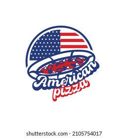 American pizza logo with american flag 