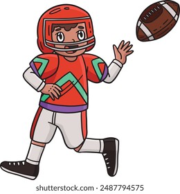 American Player Catching Football Cartoon Clipart