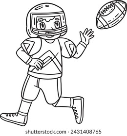 American Player Catching Football Isolated