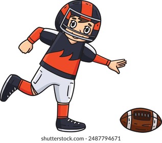 American Player Chasing Football Cartoon Clipart 