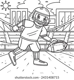 American Player Holding Football Coloring Page 