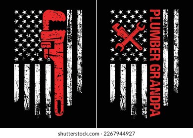 American Plumber Illustration. American Plumber Grandpa Design