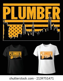 American Plumber Plumber T-shirt Design, Plumber Vector, Vintage