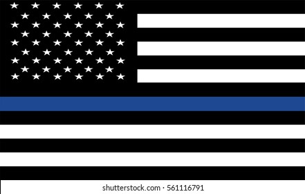 American Police Flag Vector. Remembering, Memories On Fallen Police Officers On Duty. Policeman Members Honor.