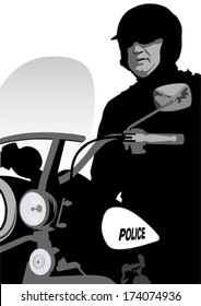 American police officer on a motorcycle