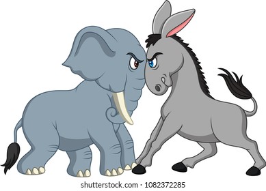 American politics - Democratic donkey versus Republican elephant