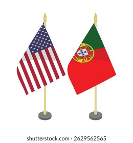 American and Portuguese flags fly together on single pole
