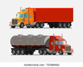 American powerful truck, lorry. Delivery, shipment, shipping, transportation concept. Vector illustration