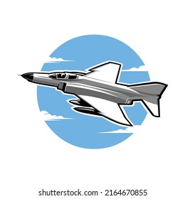 American Premium 80's Fighter Jet Plane Vector Illustration